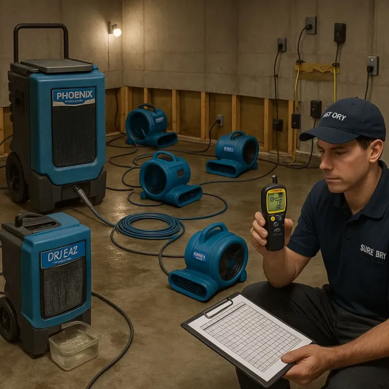 Structural Drying and Dehumidification process in Marietta, OK